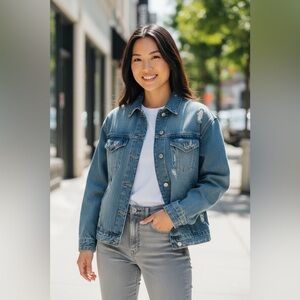 Wild Fable- XS- Stylish Blue Denim Jacket Distressed